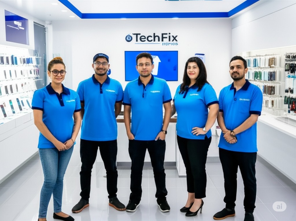 Foto da equipe da TechFix Express